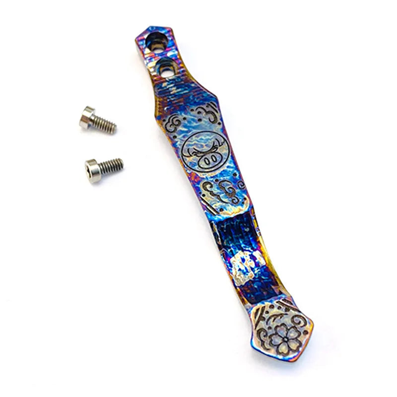 8 Types CNC Knife Titanium Pocket Clip With Screws for Rick Hinderer XM18 XM24 Knives Punisher Cross Horse Head  Claw Pattern
