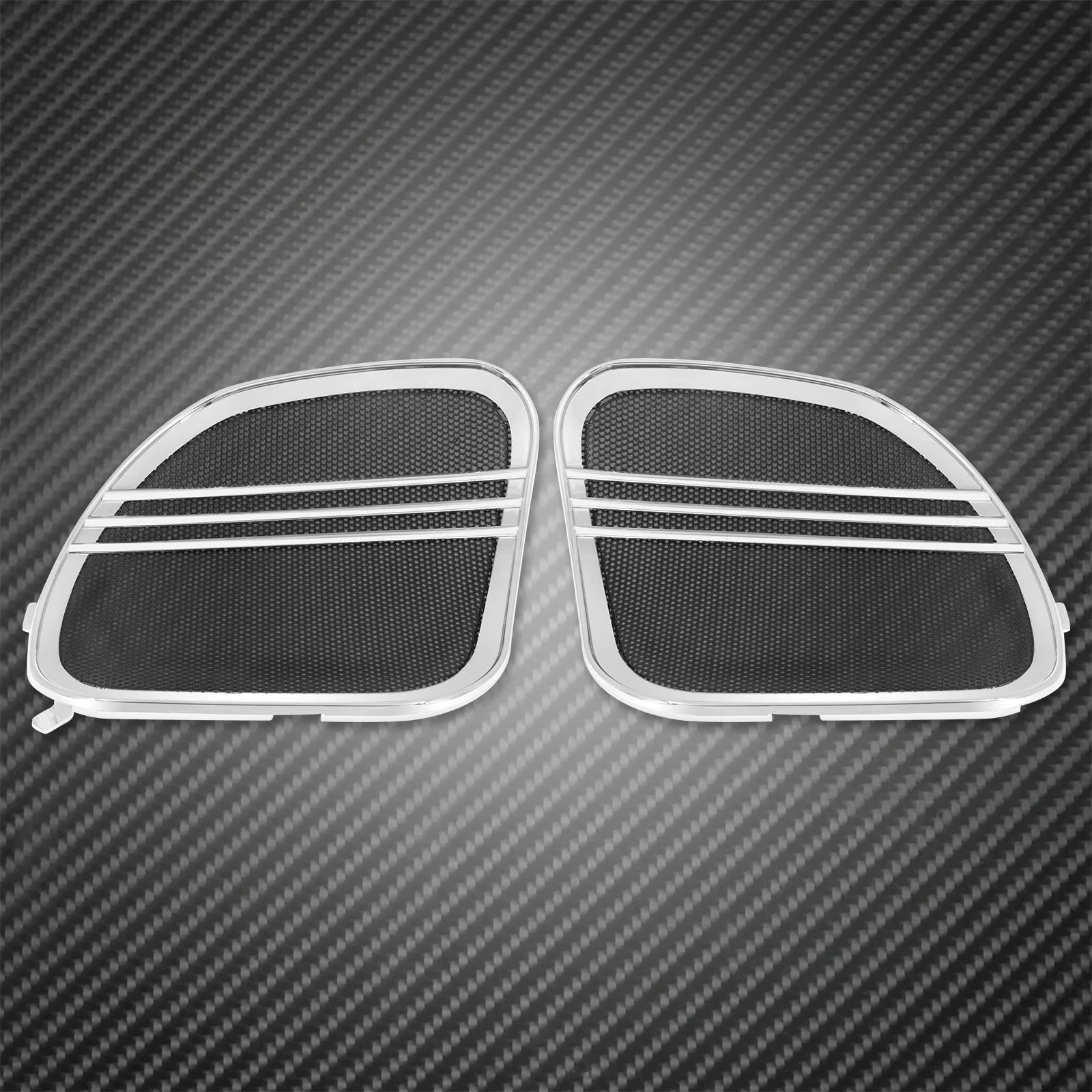 Motorcycle Black Chrome Tri-Line Speaker Grills Cover Trim Mesh For Harley Touring Road Glide FLTRX 2015-2025