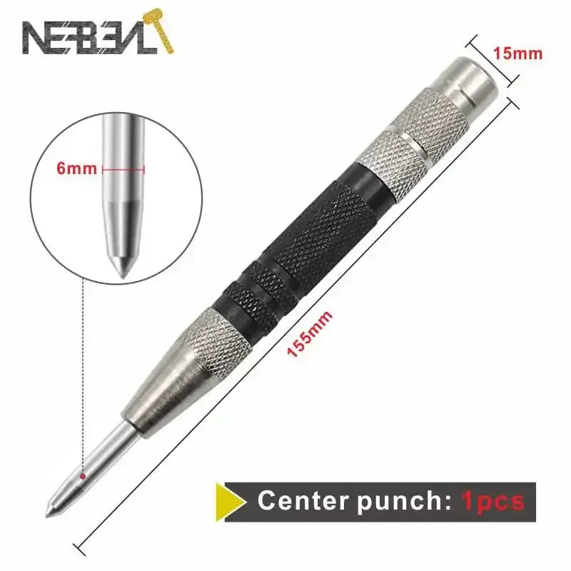 Automatic Center Pin Punch Spring Loaded Marking Starting Holes Machinists and Carpenters Wood Press Dent Marker Tool Drill Bit
