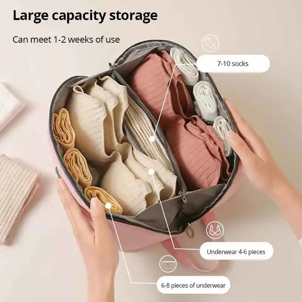 1pc Pink/Grey Underwear Socks Storage Bag Portable Zipper Bras Organizer For Traveling Women's Lingerie Underwear Accessories