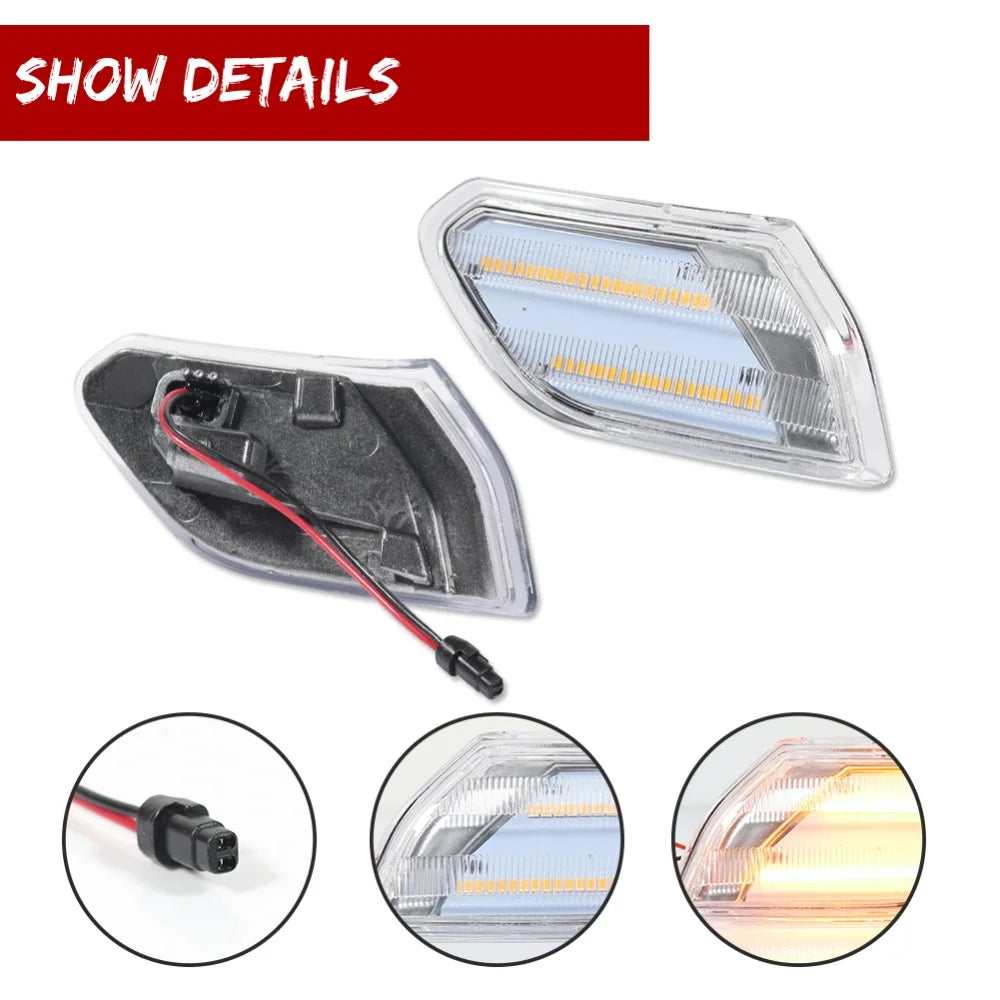 White / Amber LED Front Side Marker Lights For Jeep Wrangler JL 2018-up & Gladiator JT 2020-up Driving Light Turn Signal Light