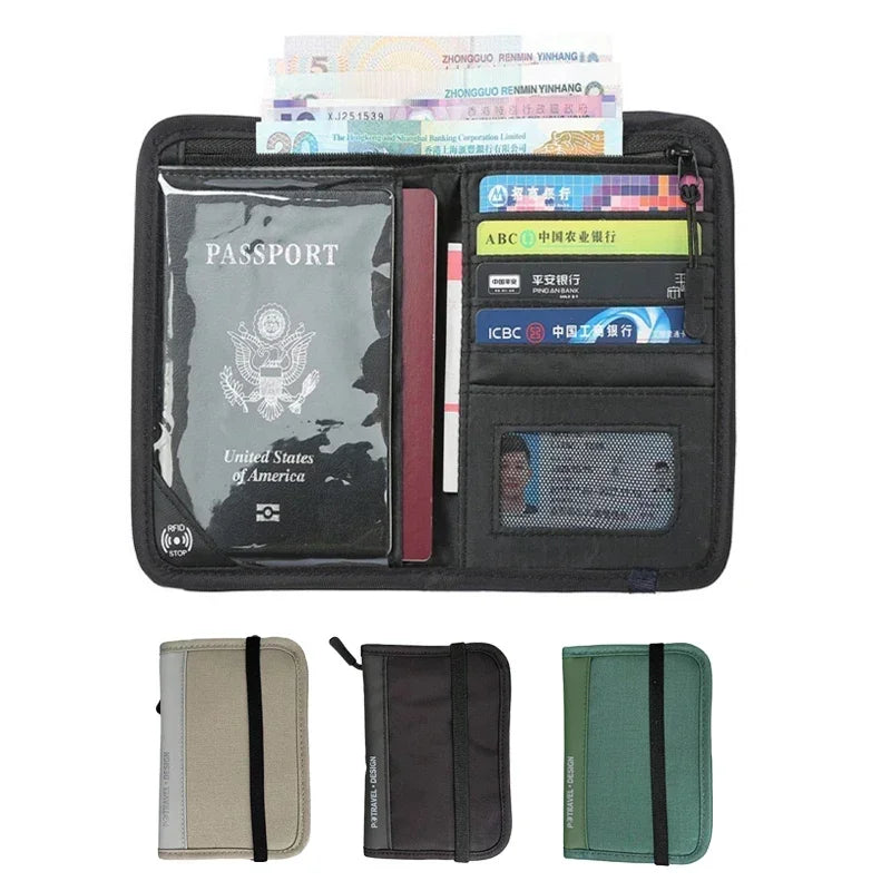 Waterproof Passport Holder Travel Wallet Multifunctional Small Credit Card Wallet Storage Bag Portable Document Storage Bag