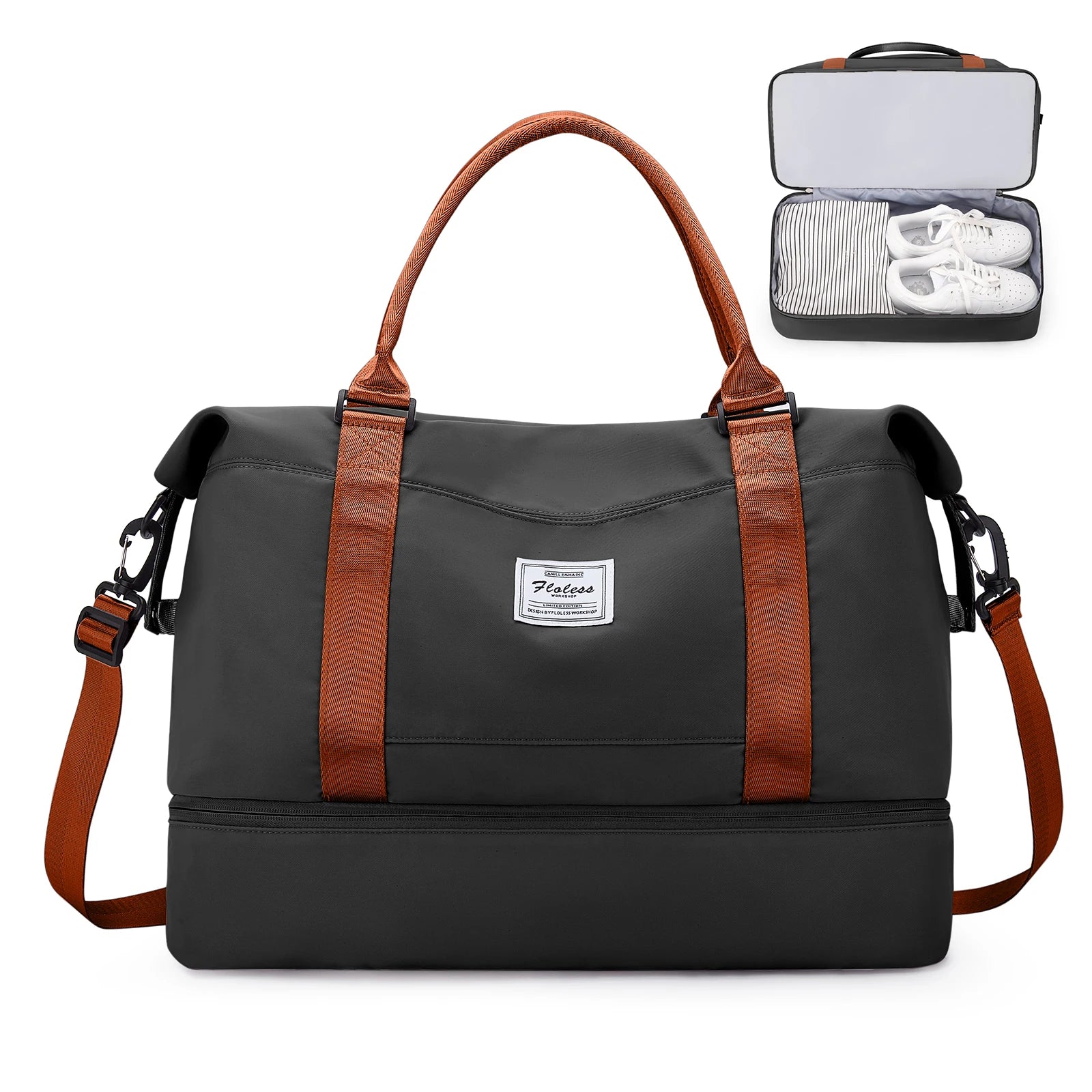 Travel Tote Bag, Lightweight Handbag with Shoe Compartment, Large Capacity Crossbody Shoulder Bag, Cabin Travel Bag, Sports Bag