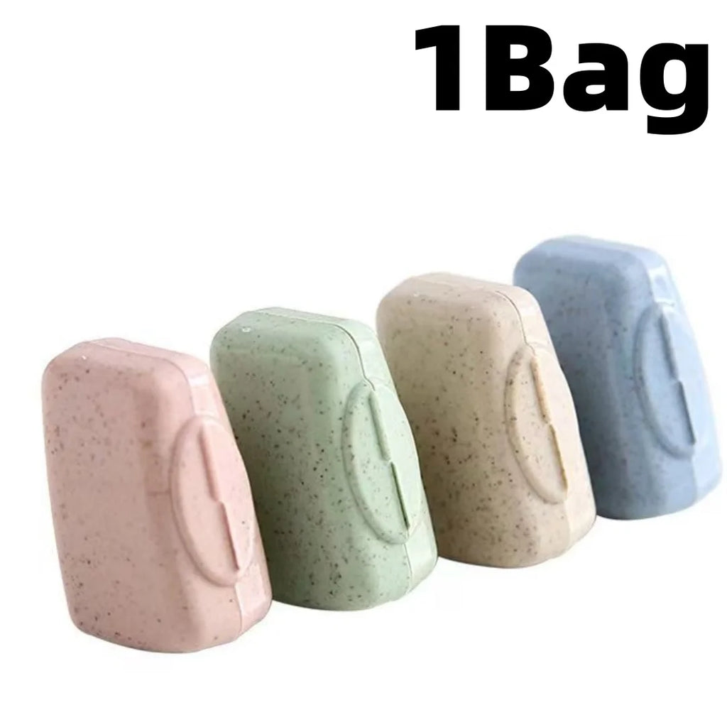 YS00270 (1)-4-Pack Wheat Straw Toothbrush Head Storage Covers - Portable Travel Dental Protective Caps