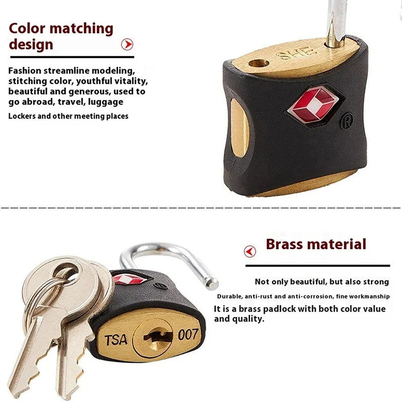 TSA Custom Lock Luggage Lock Travel Bag Lock Security Tool Cabinet Locker Padlock With Key Travel Mini Portable Anti-Theft Lock