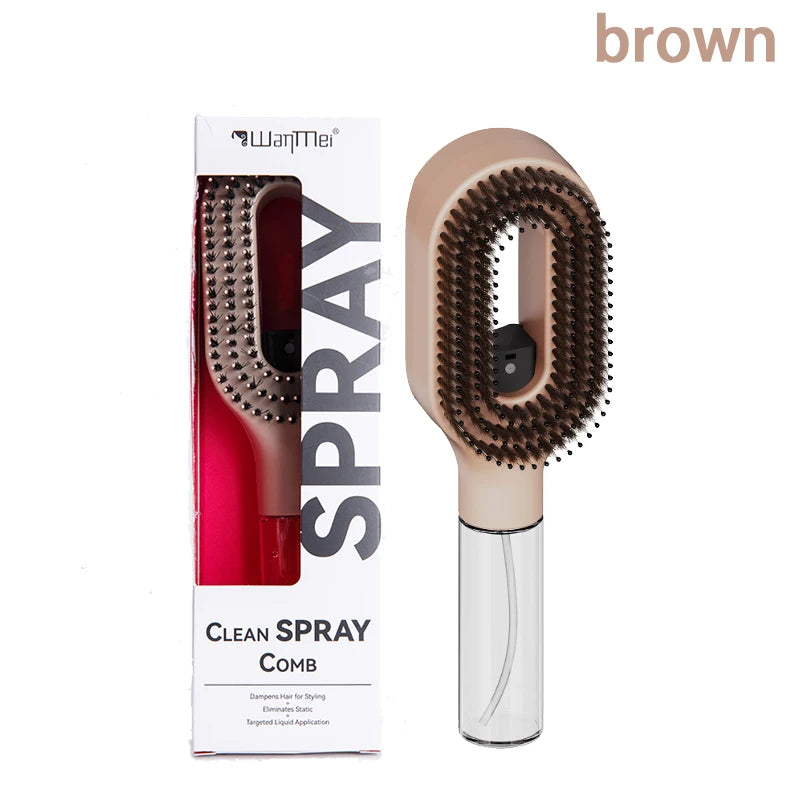 2in1 Spray Hair Brush Detangling Scalp Massage Comb with Water Mist Spray Anti-static Smooth Hair Styling Tool for Home & Travel