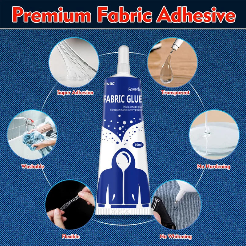 3/15/60/120ml Fabric Adhesive with Patch - Fast drying waterproof strong bonding seam repair adhesive for garment textiles