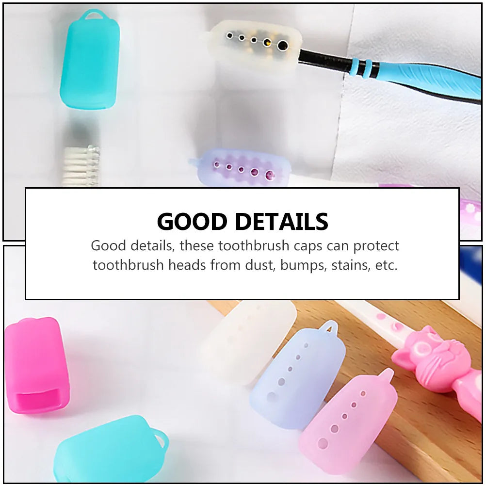 10Pcs Toothbrush Protection Caps Small Portable Silicone Covers Travel Toothbrush Head Covers Dustproof Hygiene Accessories