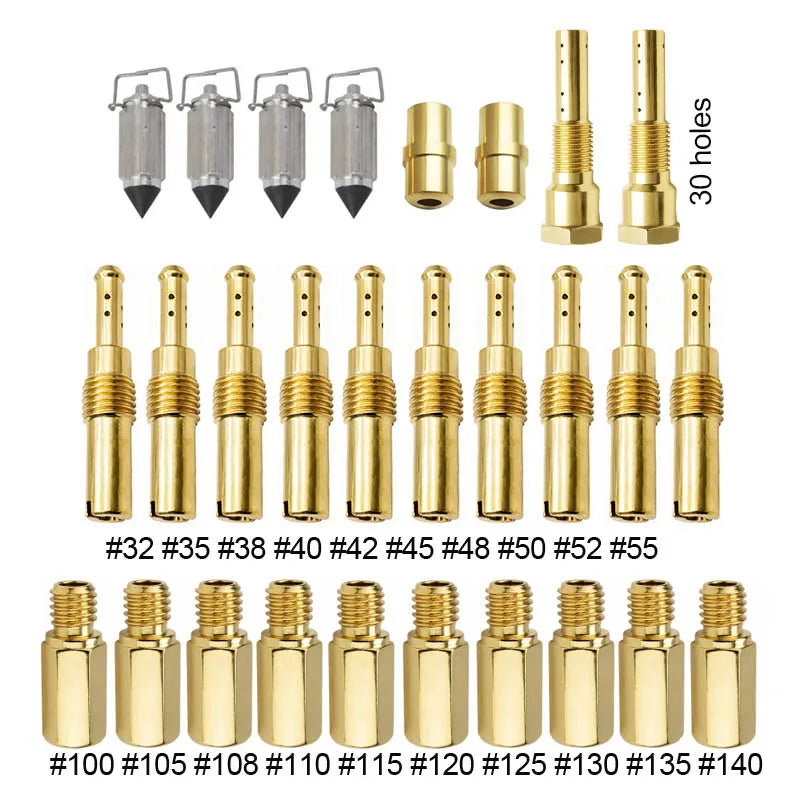 28pcs/set Carburetor Main Jets Slow Pilot Jet Valve Needles Set for Keihin PWK PWM CVK PE 24 26 28 30 PJ FCR CV Motorcycle Parts