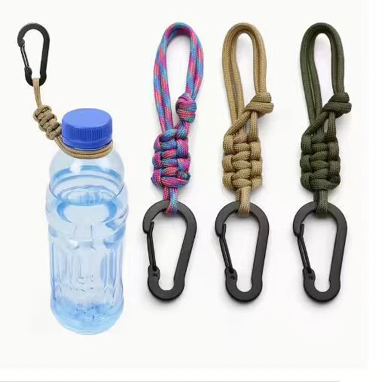 Keychain D-Shaped Carabiner Clip Adjustable Buckle Paracord Keychains Multifunctional Utility for Ourdoor Keys Camping Gear