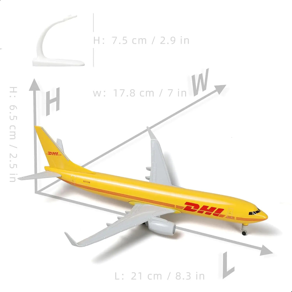 20cm DHL B737 Die-cast Metal Airplane Model with Display Stand for Aviation Enthusiast Gift or Display Decorations