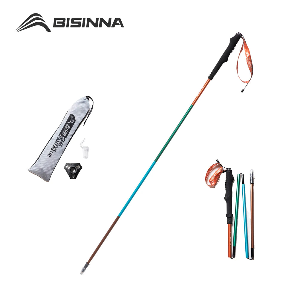 BISINNA 2pcs Trekking Poles Ultralight Aluminum Alloy Hiking Foldable Climbing Sticks Outdoor Mountaineering Trail Running Canes