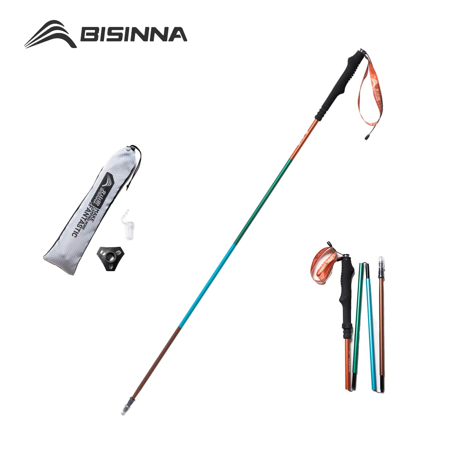 BISINNA 2pcs Trekking Poles Ultralight Aluminum Alloy Hiking Foldable Climbing Sticks Outdoor Mountaineering Trail Running Canes