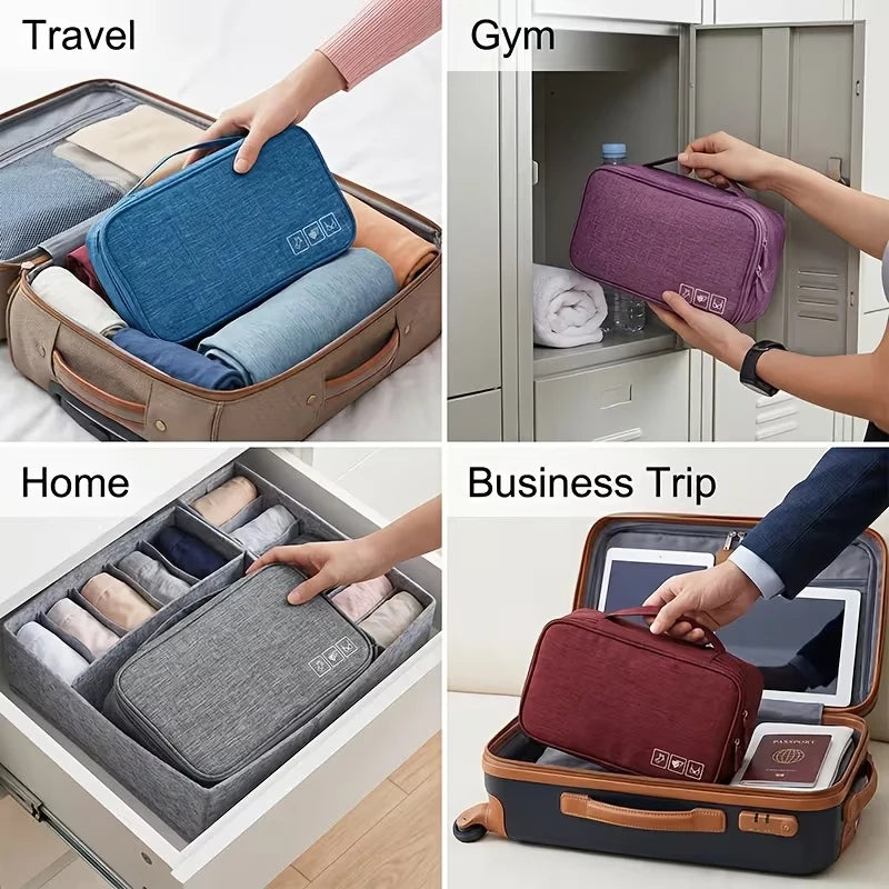 Portable Travel Underwear Organizer – Foldable – Zippered Storage Bag for Bras, Socks,and Underwear – Compact Suitcase Organizer