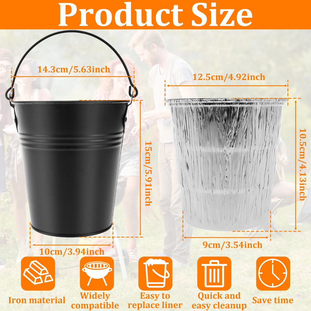 Smoker Grease Bucket Fit for Traeger Large Capacity Steel Grills Drip Bucket Grease Bucket with Lid For BBQ & Picnic Accessories