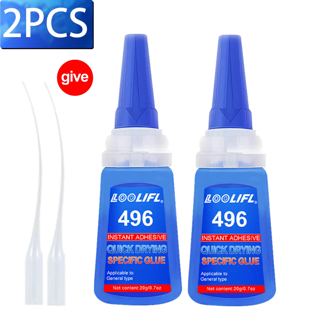 LOOLIFL 496 Super Glue Instant Quick-drying Cyanoacrylate Adhesive Leather Rubber DIY Wood Metal Strong Bond Liquid Glue Tool