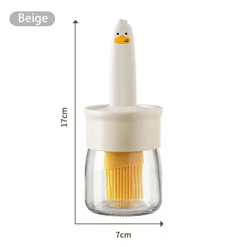 Household silicone oil brush with bottle - kitchen pancake food-grade barbecue baking all-in-one oil brush bottle