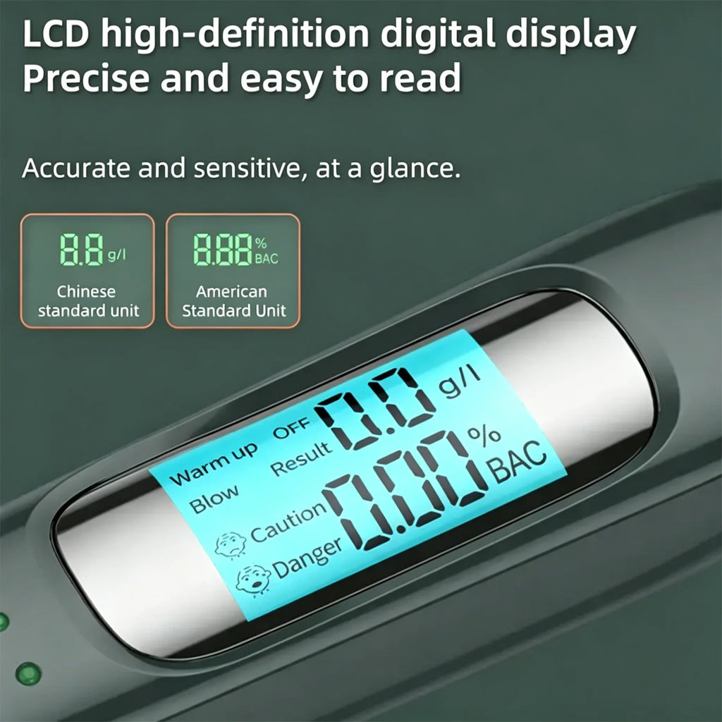 Portable Alcohol Tester Breath Alcohol Detector with LCD Display for Driving Under the Effects of Alcohol, Automotive Electronic