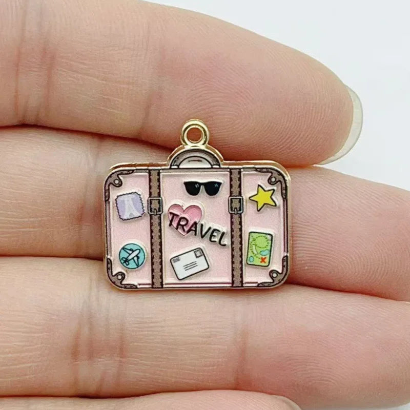 10pcs Fashion Enamel Printed Handbag Series DIY Jewelry Accessories Keychain Bag Drip Oil Alloy Pendant