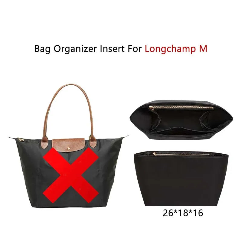 Bag organizer insert for Longchamp bag nylon material super strong fit bag support handbag insert bag accessories