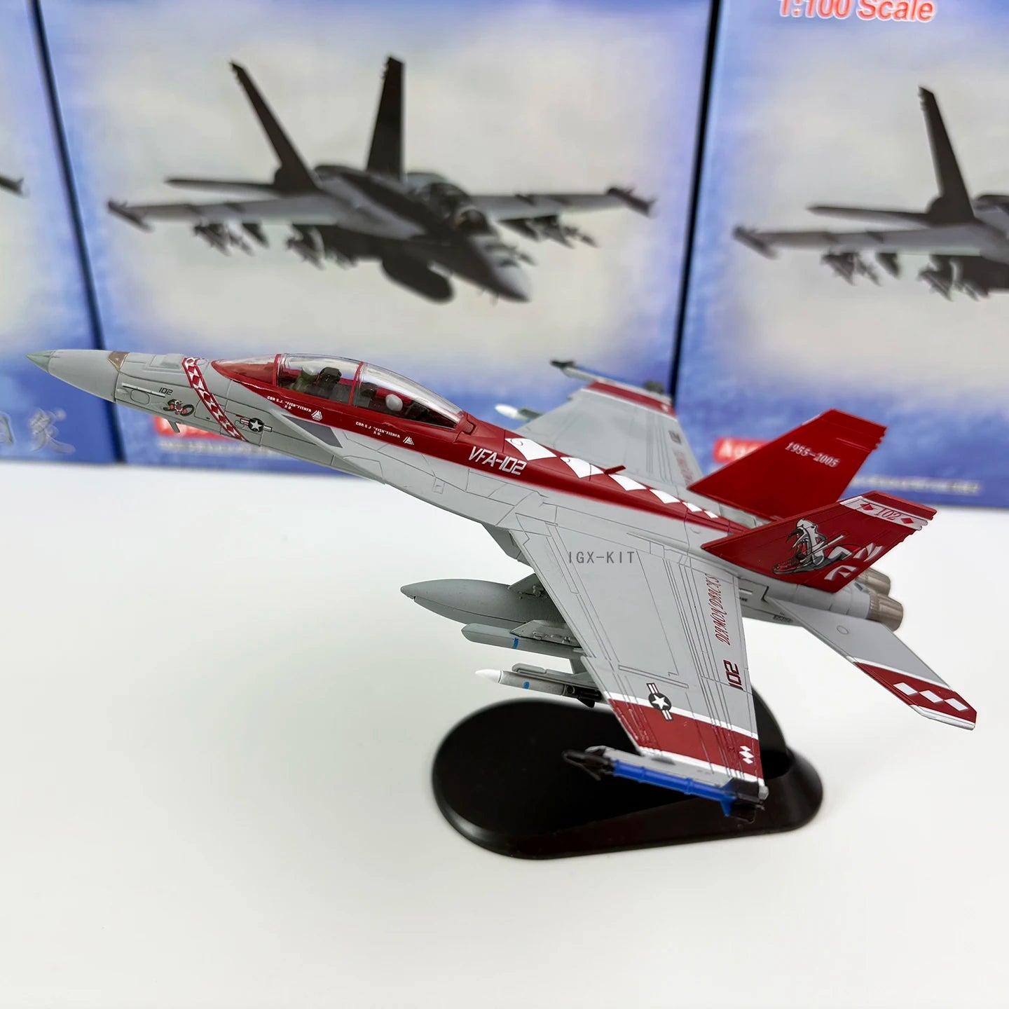 Diecast 1/100 US Military Model F/A-18F Fighter Sidewinder Squadron F18 Alloy Airplane Static Finished Model For Collection