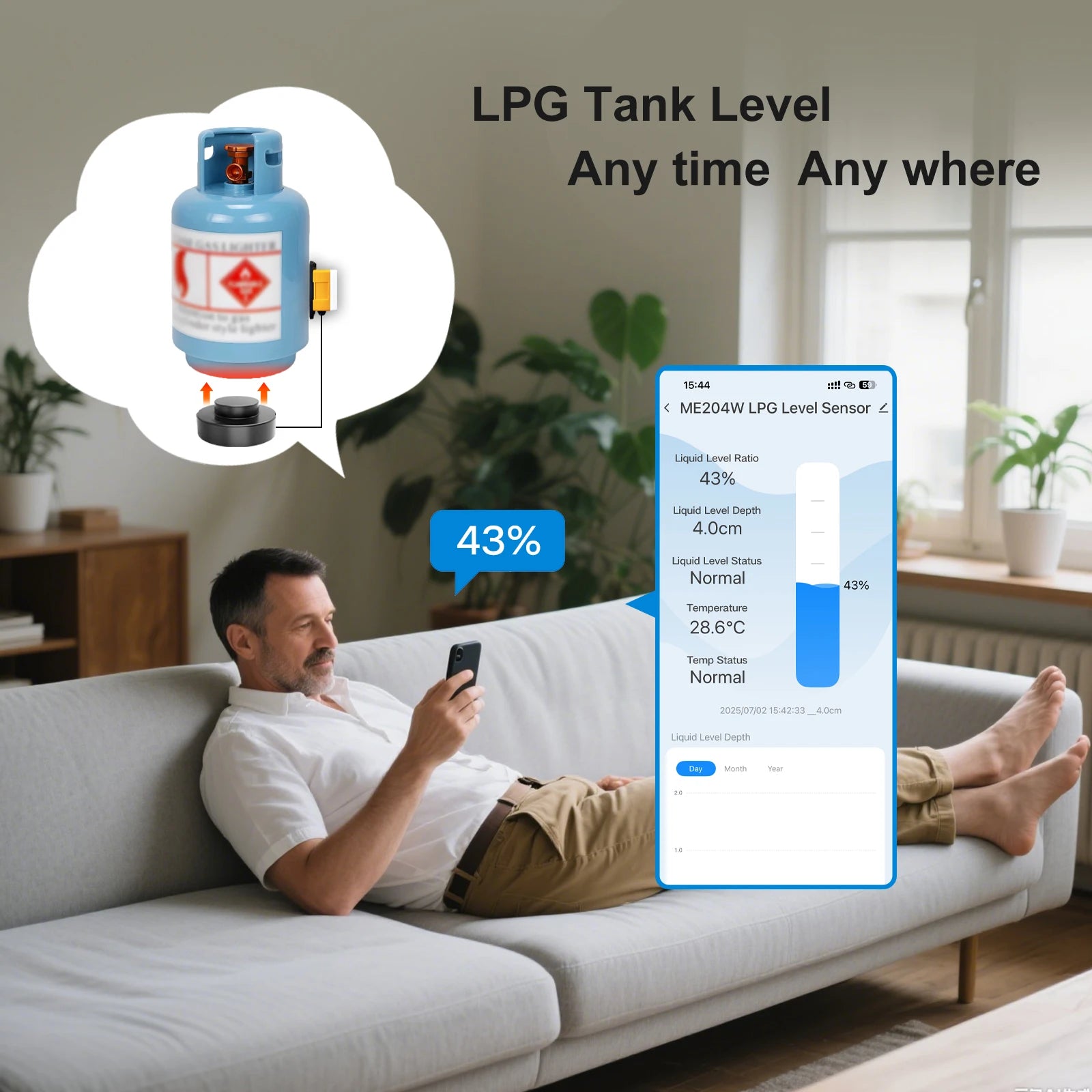 ME204Z Zigbee Long Distance Tuya Smartlife APP LPG Tank Level Gauges Non-Contact Ultrasonic LPG Level Sensor