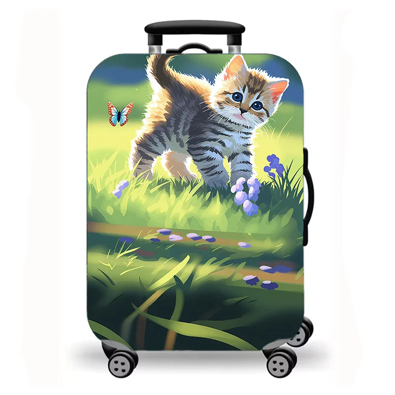 Luggage Cover, Cute Cartoon Cat Kitten Paw Print Stretch Suitcase Protector, Washable Anti-Scratch Travel Baggage Cover