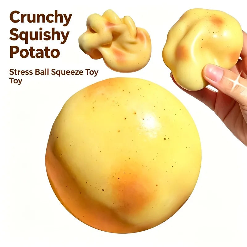 Crunchy Squishy Potato Stress Ball Fidget Toy Crispy Potato Squishy Squeeze Ball Handmade Round Blocks Filled ASMR for Adult