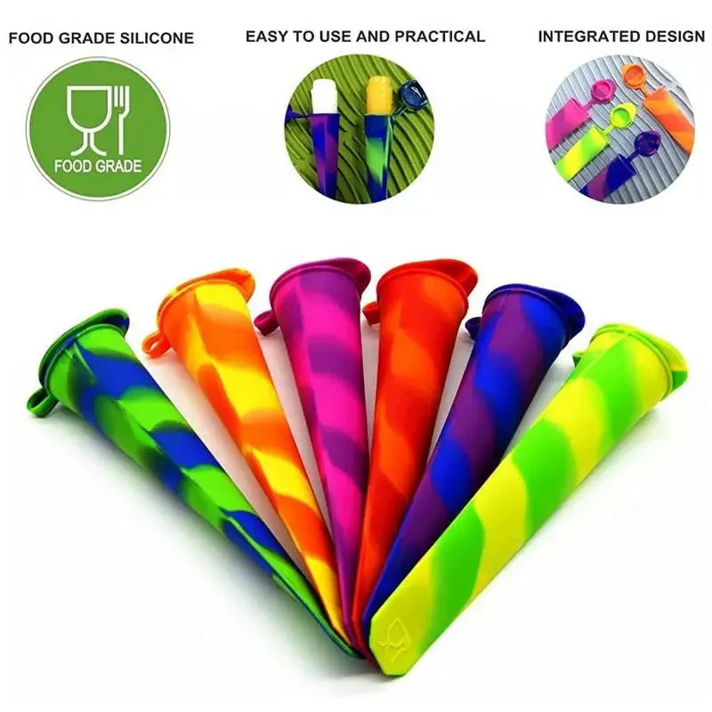 6Pcs Popsicles Molds DIY Popsicle Maker Summer Ice Cream Yogurt Jelly Ice Mold Freeze Cream Maker Kitchen Tool Accessory