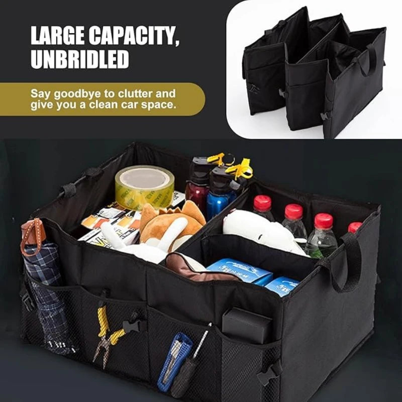 Car Trunk Backseat Organizer for SUV, 8 Pocket Waterproof, Dust-proof, Sturdy Foldable Cargo Net Storage with Adjustable Straps