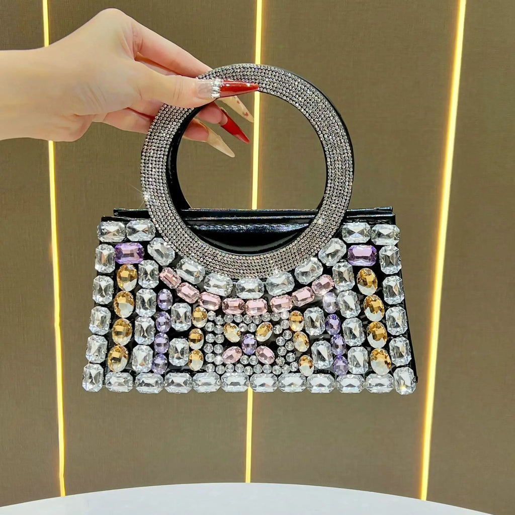 New fashion dinner bag, high-end women's handbag, full diamond messenger women's bag, light luxury temperament chain bag