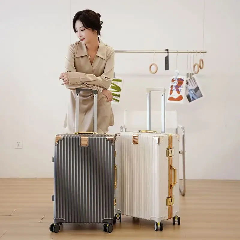 20-30inch Shockproof and Drop-resistant Suitcase Large Capacity Travel Luggage Aluminum Frame Password Lock Student Trolley Case