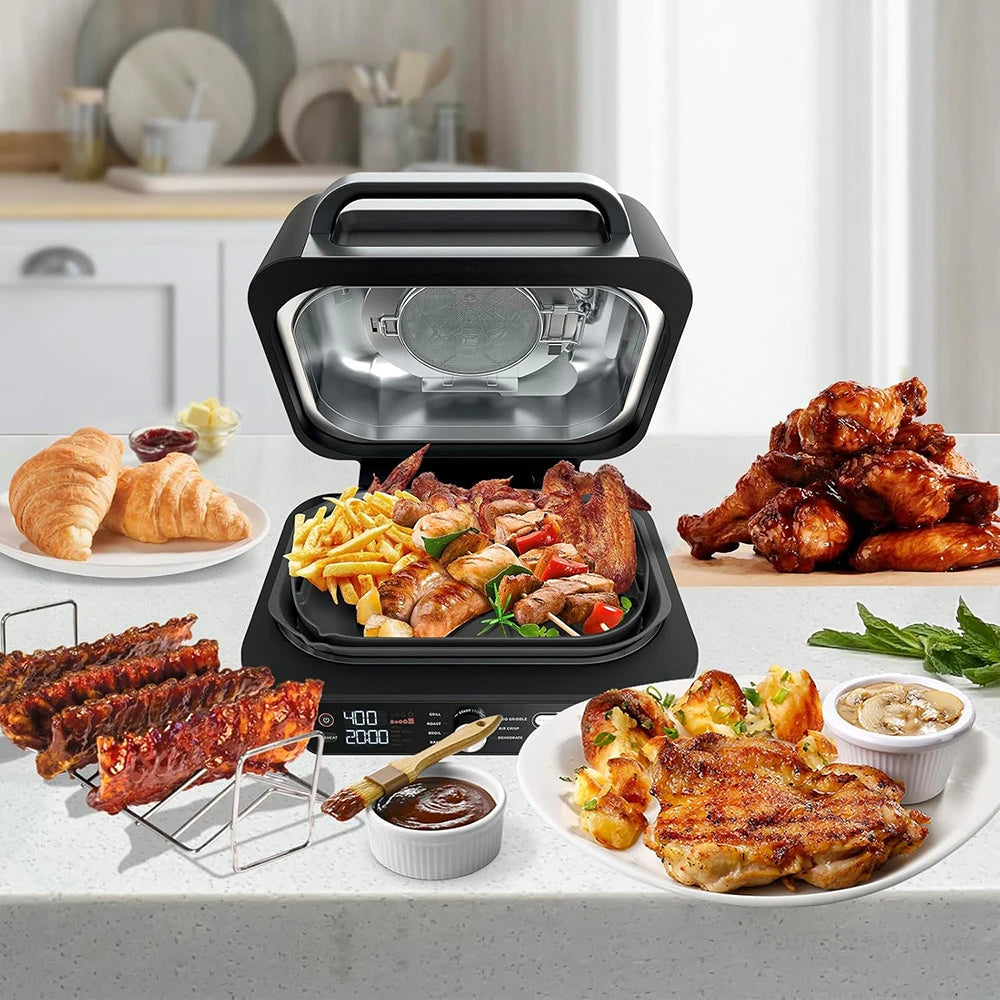 Splatter Shield and 50Pcs Grill Mat for Ninja Foodi IG651, IG600, IG601, Replacement Parts Splatter Screen Air Fryer Accessories