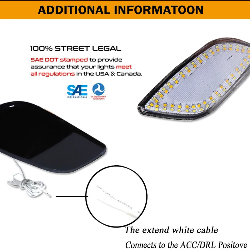 For Subaru Impreza RS TS WRX 2002 2003 Switchback Amber LED Front Side Marker Turn Signal Lights w/ White DRL Driving lights 12V