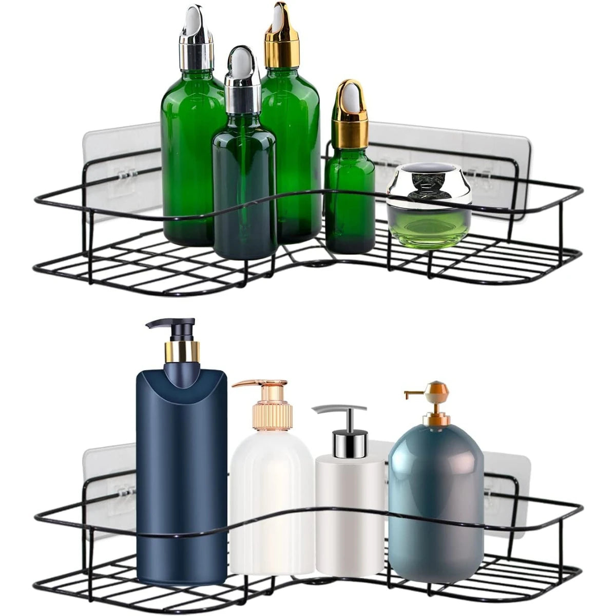 4Pack Shower Caddy Adhesive for Replacement Strong Transparent Adhesive Storage Shelves Sticky Pads No Drilling for Corner Shelf