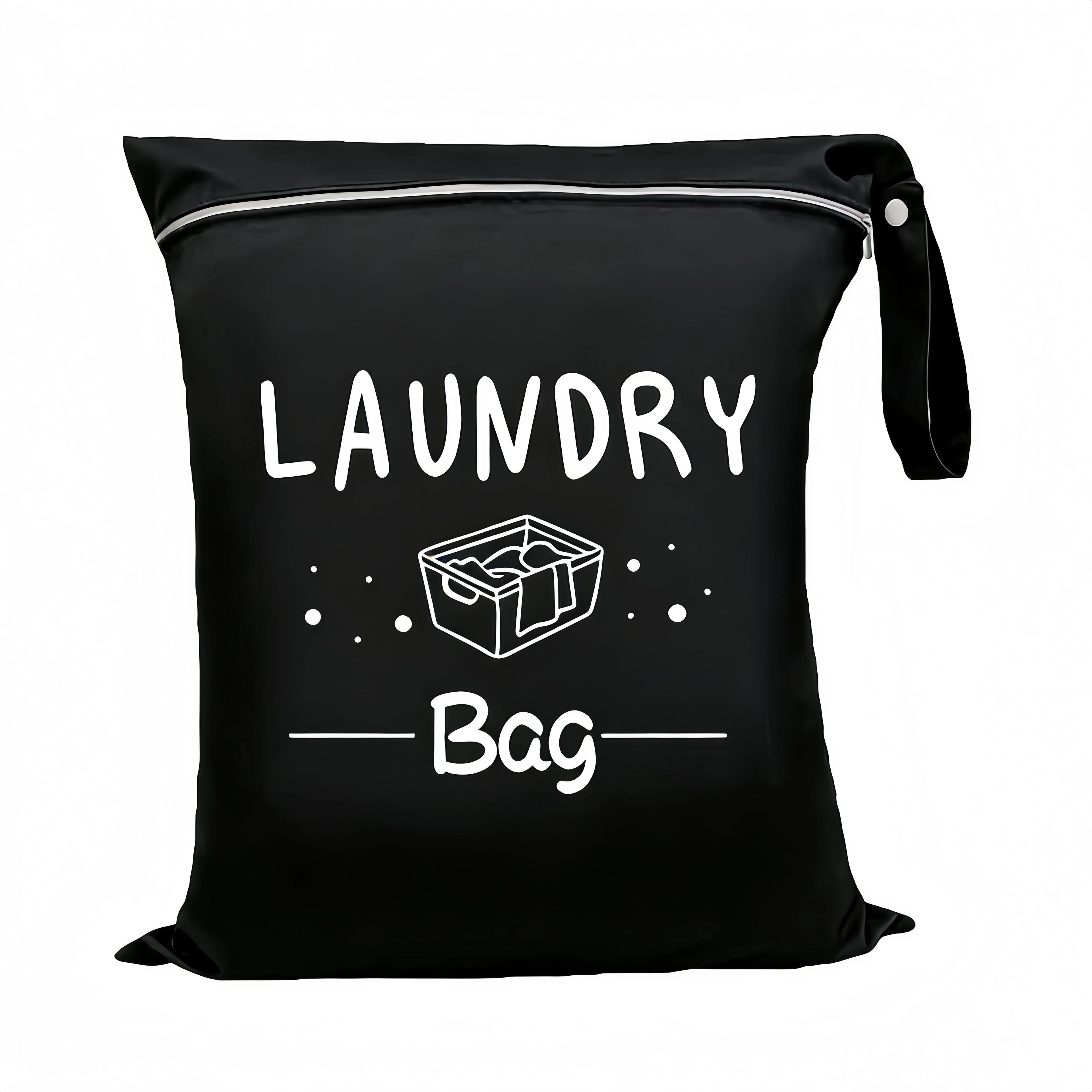 Large capacity 38*48cm travel laundry bag, with double handles for portability and stain resistance, adjustable handle zipper, w
