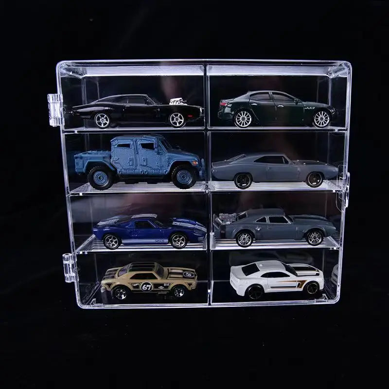 Fully Transparent Acrylic Car Model Display Cabinet With Lid 8 Lattice Hot Wheels Display Box Suitable For 1/64 Model Car