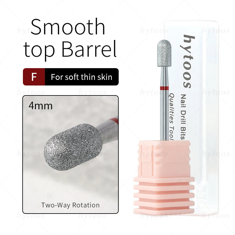 HYTOOS Chrome Diamond Nail Drill Bits Pro Russian Rounded Top Cuticle Clean Bit for Nail Drill Dead Skin Cleaner Nails Prep Tool