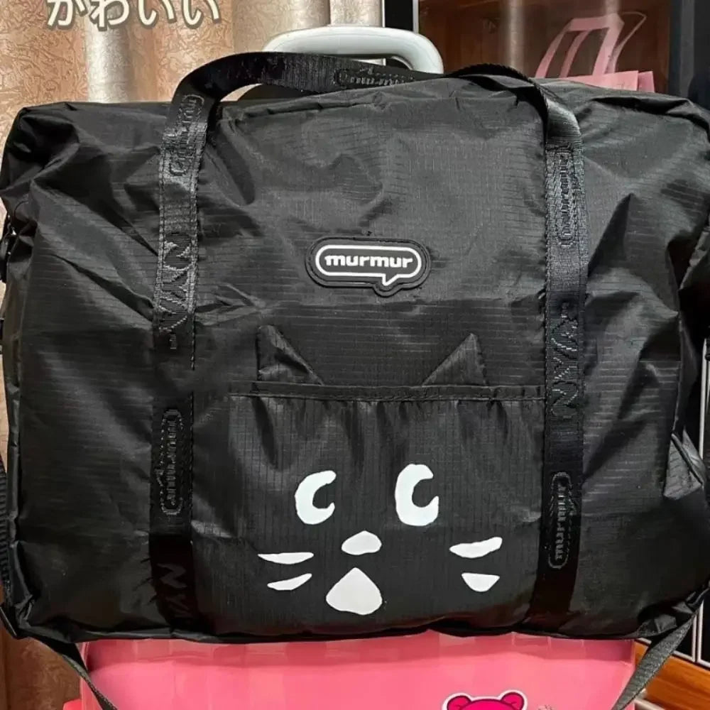 Shoulder Bag Cartoon Cat Nylon Cloth Bag Wet Dry Separation Nylon Travel Luggage Bag Portable Durable Gym Storage Bag