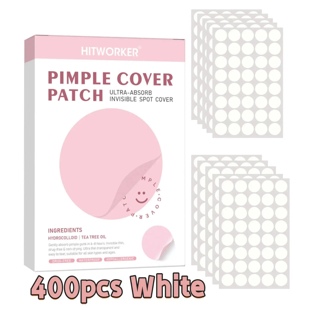 400pcs Hydrocolloid Acne Pimple Patches for Face, Effective Blemish Spot Treatment, Invisible & Skin-Friendly