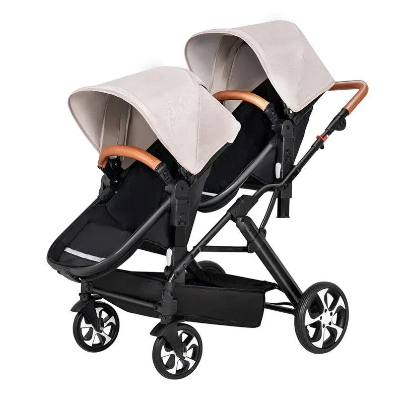 High landscape baby stroller for twins, suitable for folding four wheeled baby strollers for two children NEW 2025 kids car