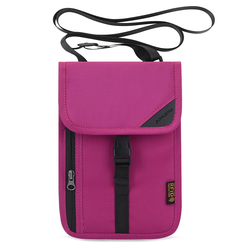 Waterproof Travel Passport Holder Bags Anti-theft Document Storage Bags Nylon Portable RFID ID Credit Card Organizer Neck Pouch