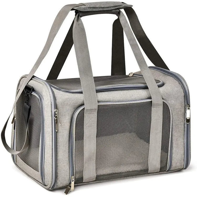 M/L Size Pet Carrier for Cats Dogs Puppies up to 13/15 Lbs Pink/Blue/Grey TSA Airline Approved Soft Sided Collapsible Travel