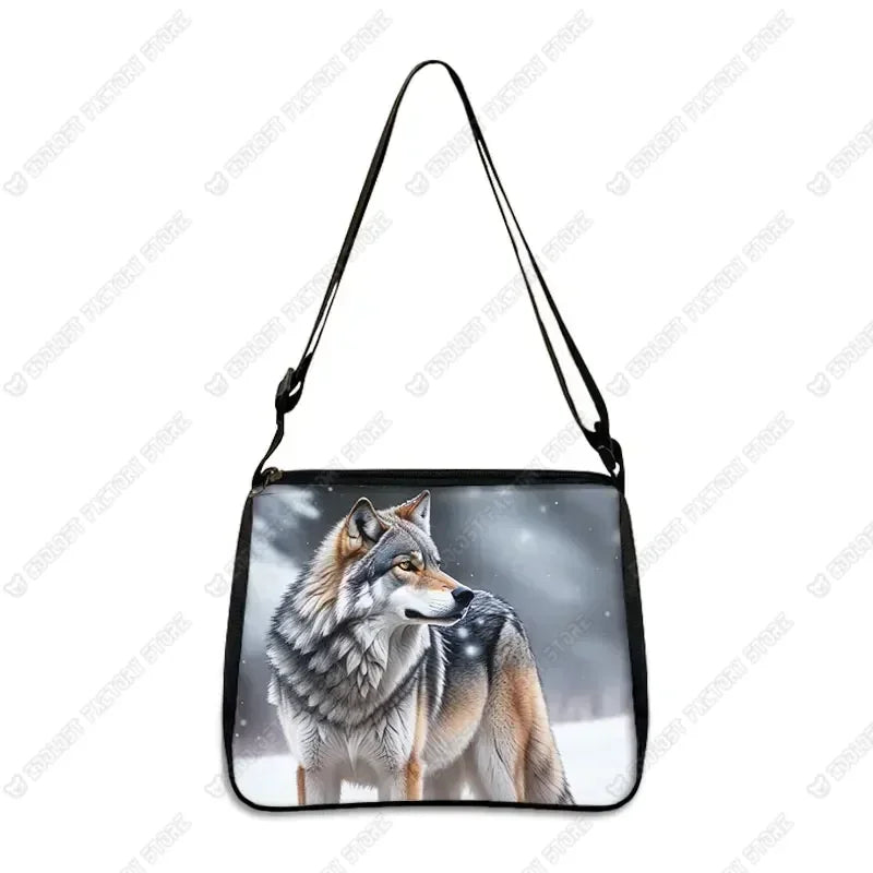 Howling Wolf Under The Moonlight Handbags Baby Wolf Messenger Bag Cool Howling Wolf Shoulder Bag Crossbody Bag Phone Holder