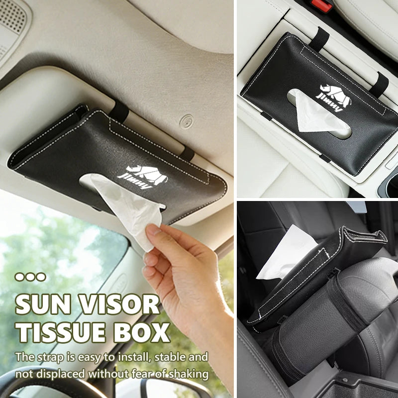 Car Tissue Box Towel Sets Sun Visor Tissue Holder Interior Storage For Suzuki Swift Jimny Grand Vitara SX4 Samurai Spacia Ciaz