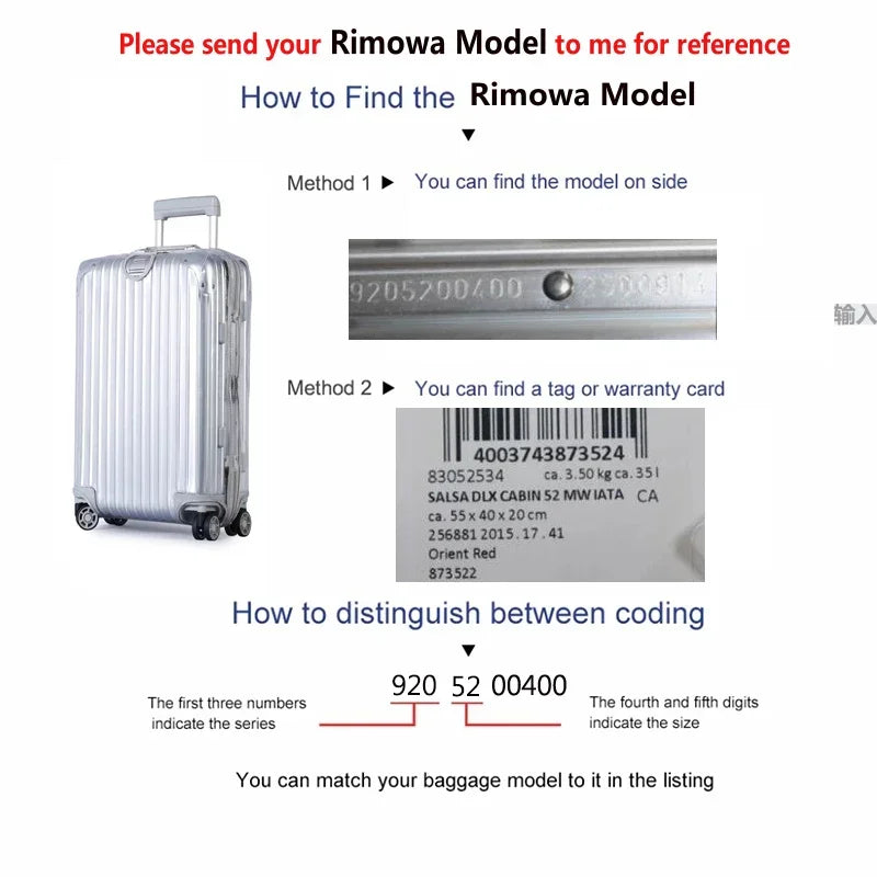 Clear Cover for Rimowa Salsa Luggage Covers with Zipper Luggage protector Transparent PVC Case without Demoulding 810 series