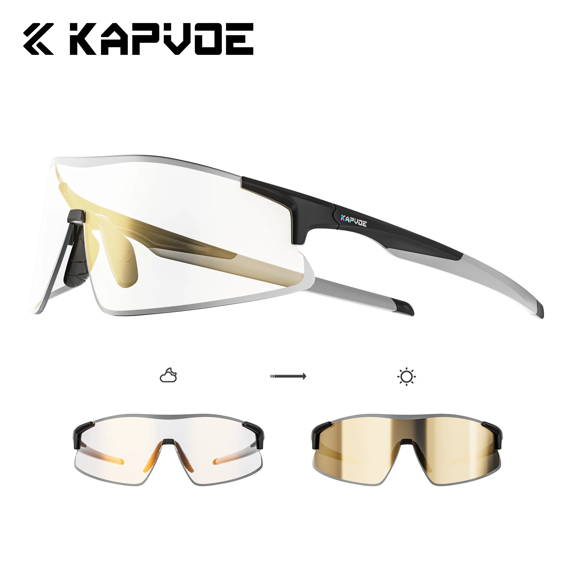 Kapvoe New Photochromic Running Sunglasses Men Women Marathon Ultralight Outdoor Sports Cycling Hiking UV400 Climbing Goggles