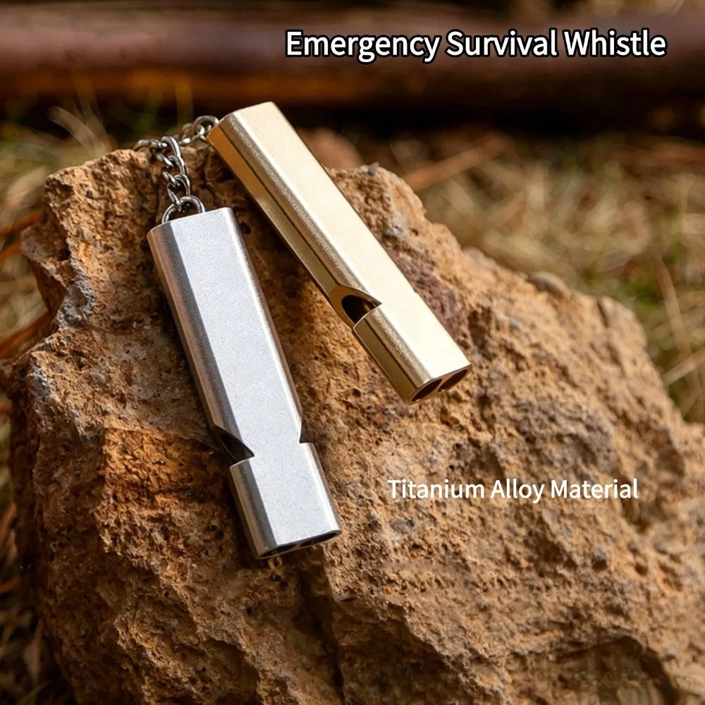 Hot Aluminum Alloy Double Tube Survival Whistle Emergency Rescue Whistle Keychain EDC Tool for Camping Hiking Outdoor Training