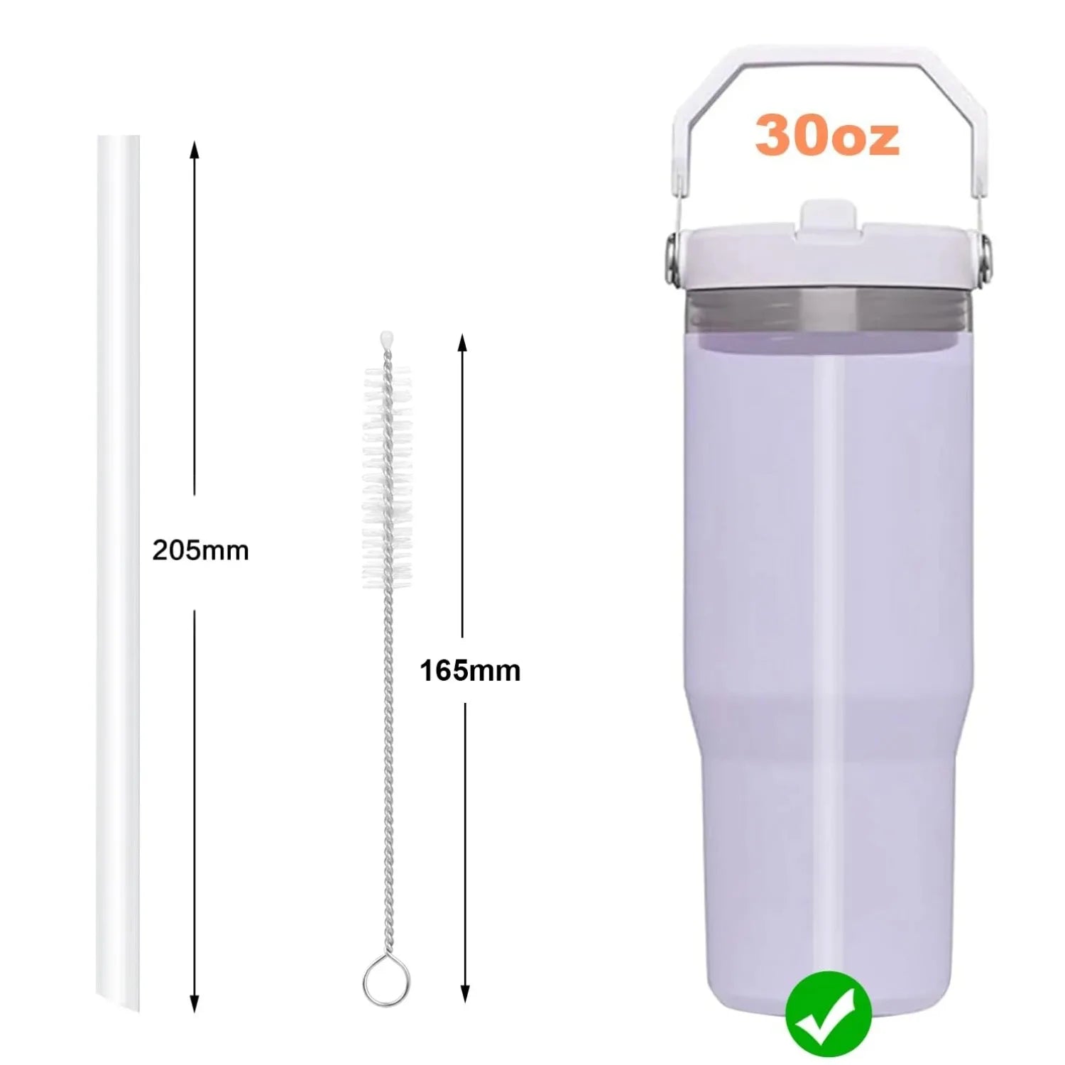 Replacement Straws Compatible with Stanley 30oz IceFlow Flip Straw Tumbler Include 4/6/8/12 Straws,2 Cleaning Brush