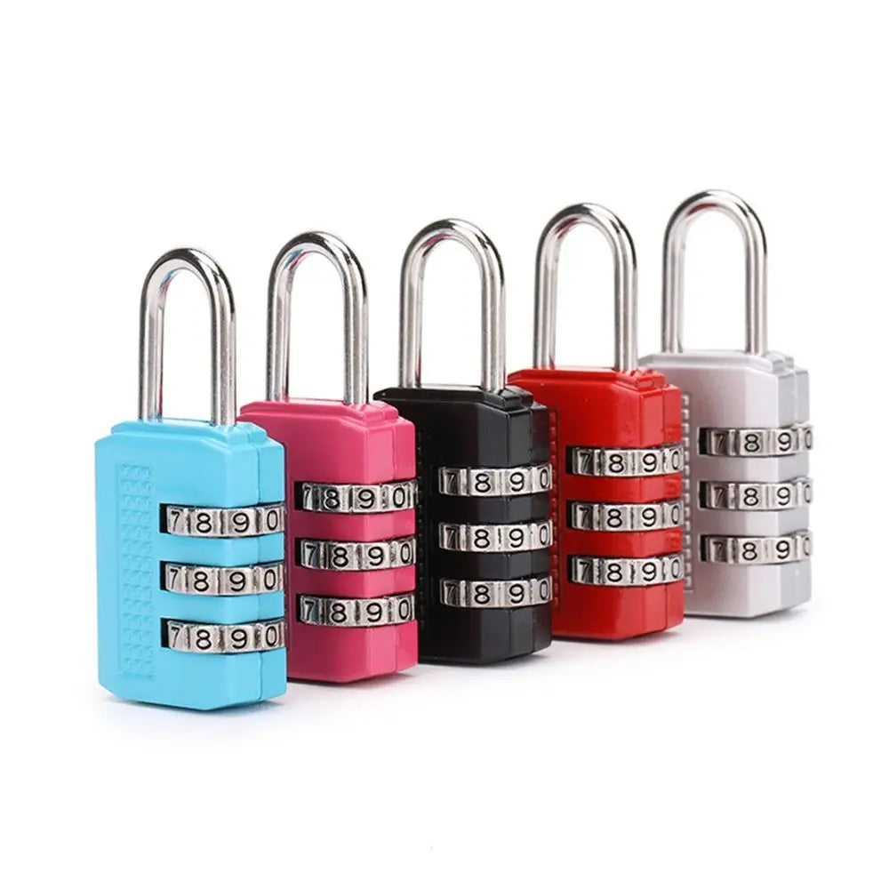 Multifunctional Mini Number Lock Durable Solid Color Password Lock Anti-theft 3 Digit Alloy Padlock Zipper Bag